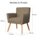 Kit 02 Poltronas Decorativa Onix Linho Marrom Claro