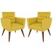 Kit 02 Poltronas Decorativa Pés Palito Nina Encosto Estilo Capitonê Amarelo - DS Móveis