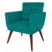 Kit 02 Poltronas Decorativa Pés Palito Nina Encosto Estilo Capitonê Azul - DS Móveis