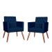 Kit 02 Poltronas Decorativa Pés Palito Nina Encosto Estilo Capitonê Azul Marinho - DS Móveis