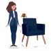 Kit 02 Poltronas Decorativa Pés Palito Nina Encosto Estilo Capitonê Azul Marinho - DS Móveis