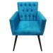 Kit 02 Poltronas Decorativa Pés Palito Nina Encosto Estilo Capitonê Azul Veludo - DS Móveis