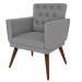 Kit 02 Poltronas Decorativa Pés Palito Nina Encosto Estilo Capitonê Cinza - DS Móveis