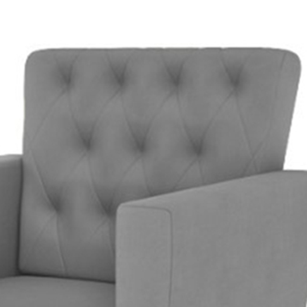 Kit 02 Poltronas Decorativa Pés Palito Nina Encosto Estilo Capitonê Cinza - DS Móveis