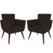 Kit 02 Poltronas Decorativa Pés Palito Nina Encosto Estilo Capitonê Marrom - DS Móveis