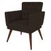 Kit 02 Poltronas Decorativa Pés Palito Nina Encosto Estilo Capitonê Marrom - DS Móveis