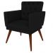 Kit 02 Poltronas Decorativa Pés Palito Nina Encosto Estilo Capitonê Preto - DS Móveis