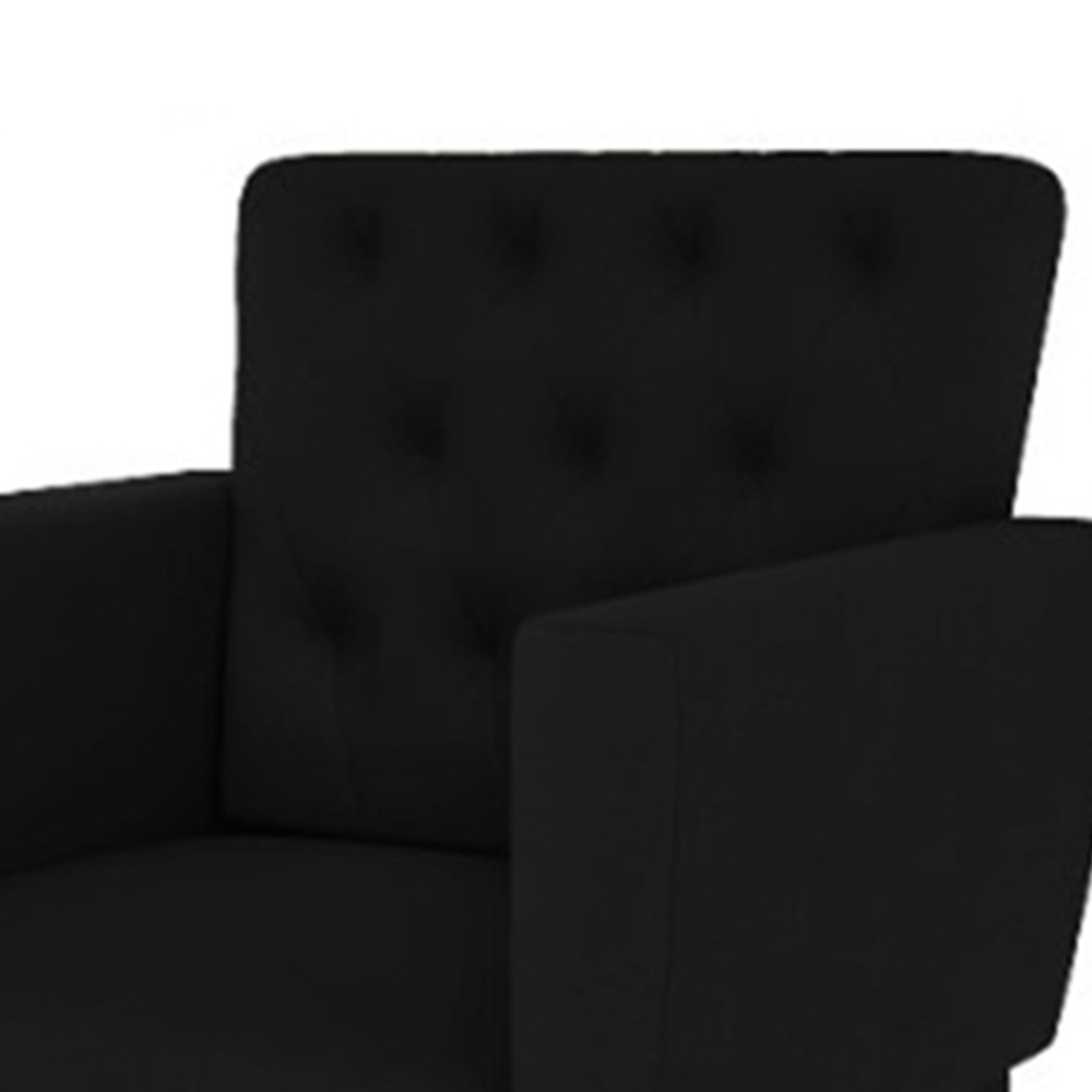 Kit 02 Poltronas Decorativa Pés Palito Nina Encosto Estilo Capitonê Preto - DS Móveis