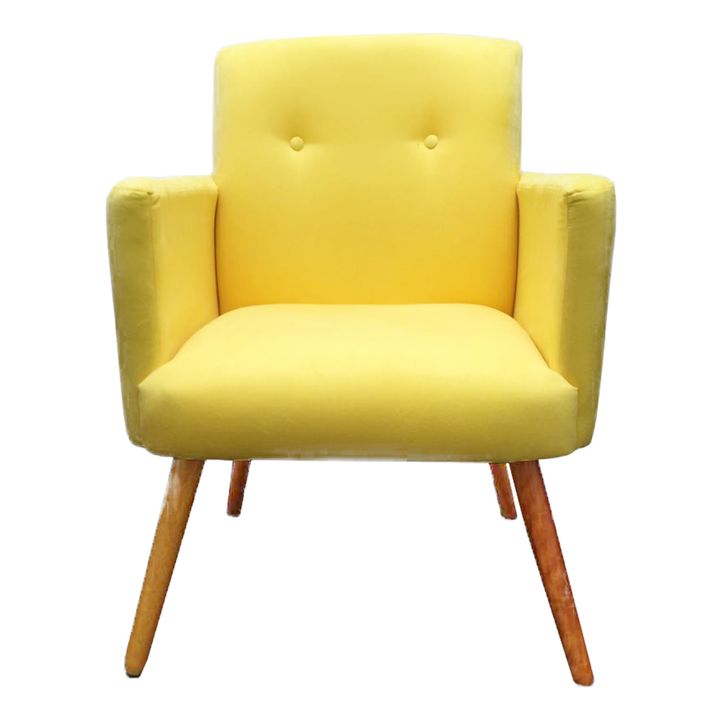 Kit 02 Poltronas Decorativa Pés Palito Nina Plus Suede Amarelo - DS Móveis