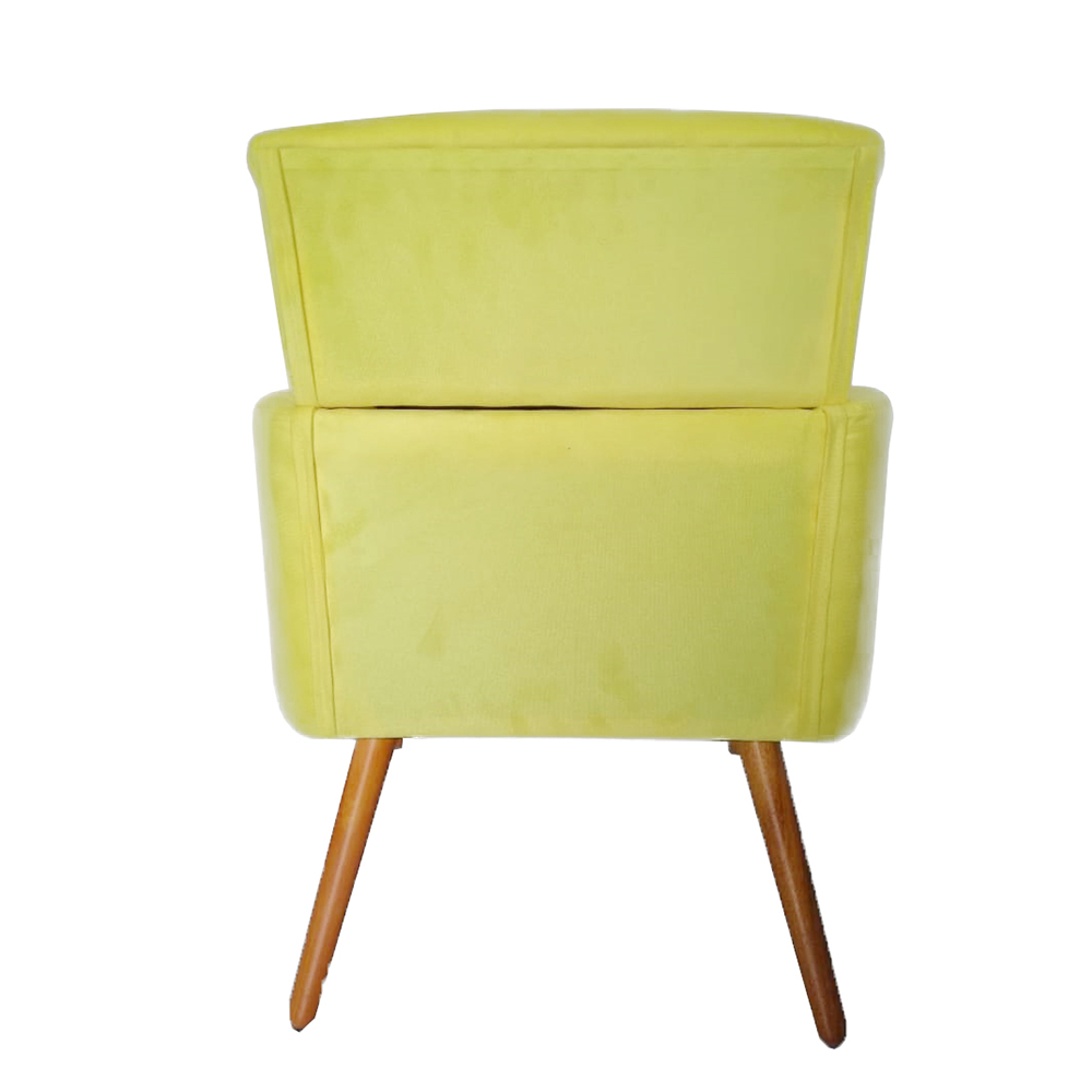 Kit 02 Poltronas Decorativa Pés Palito Nina Plus Suede Amarelo - DS Móveis