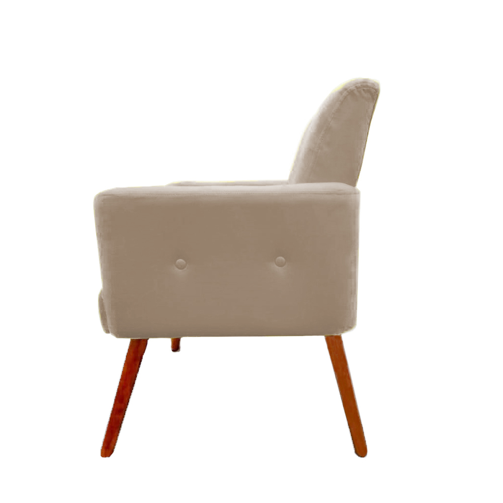 Kit 02 Poltronas Decorativa Pés Palito Nina Plus Suede Bege - DS Móveis