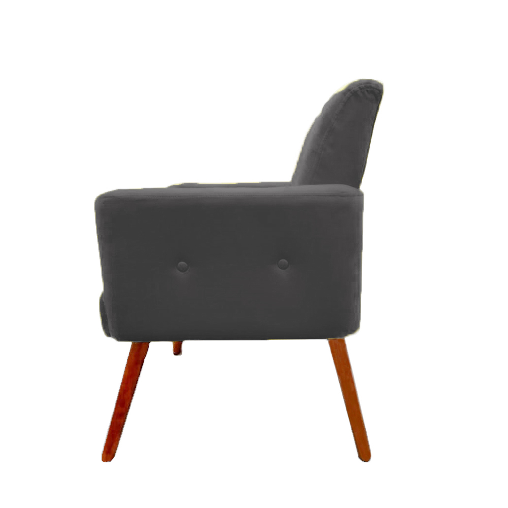Kit 02 Poltronas Decorativa Pés Palito Nina Plus Suede Cinza - DS Móveis
