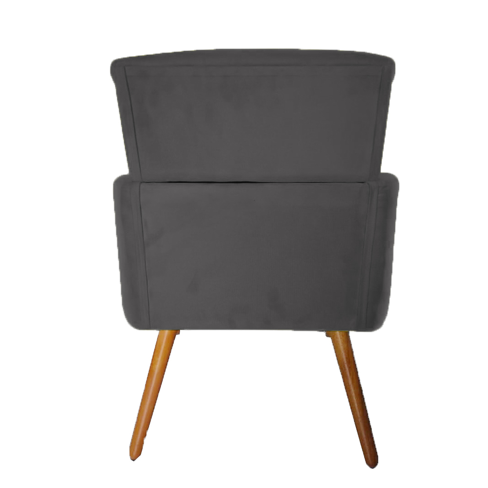 Kit 02 Poltronas Decorativa Pés Palito Nina Plus Suede Cinza - DS Móveis