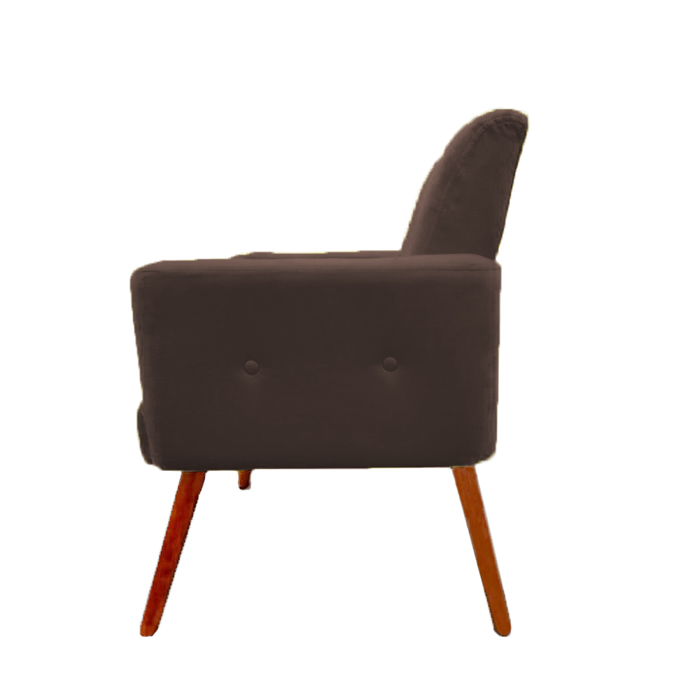 Kit 02 Poltronas Decorativa Pés Palito Nina Plus Suede Marrom - DS Móveis