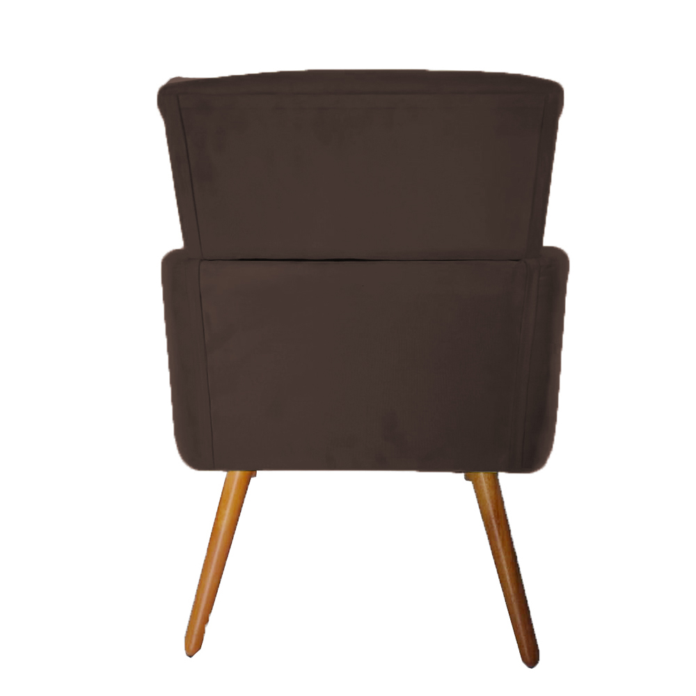 Kit 02 Poltronas Decorativa Pés Palito Nina Plus Suede Marrom - DS Móveis