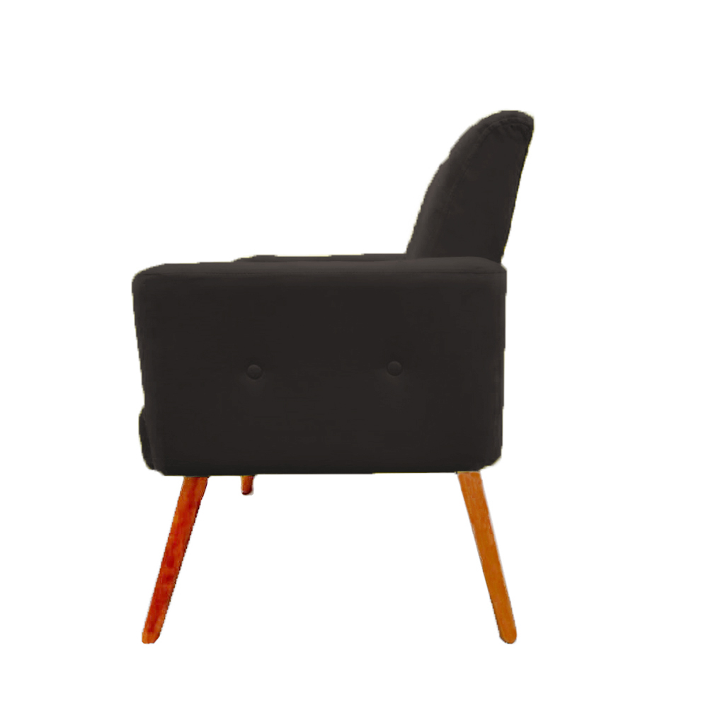 Kit 02 Poltronas Decorativa Pés Palito Nina Plus Suede Preto - DS Móveis