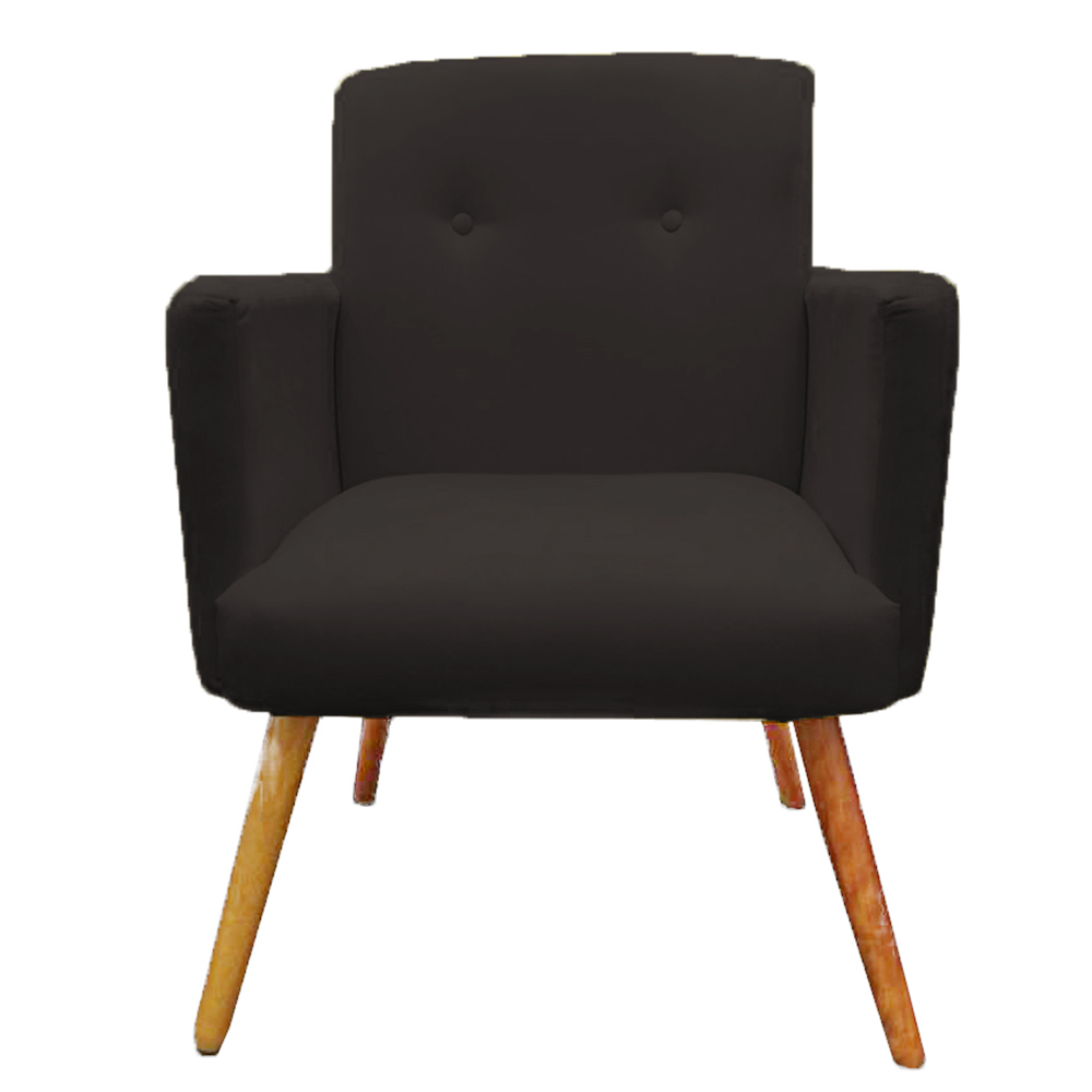 Kit 02 Poltronas Decorativa Pés Palito Nina Plus Suede Preto - DS Móveis