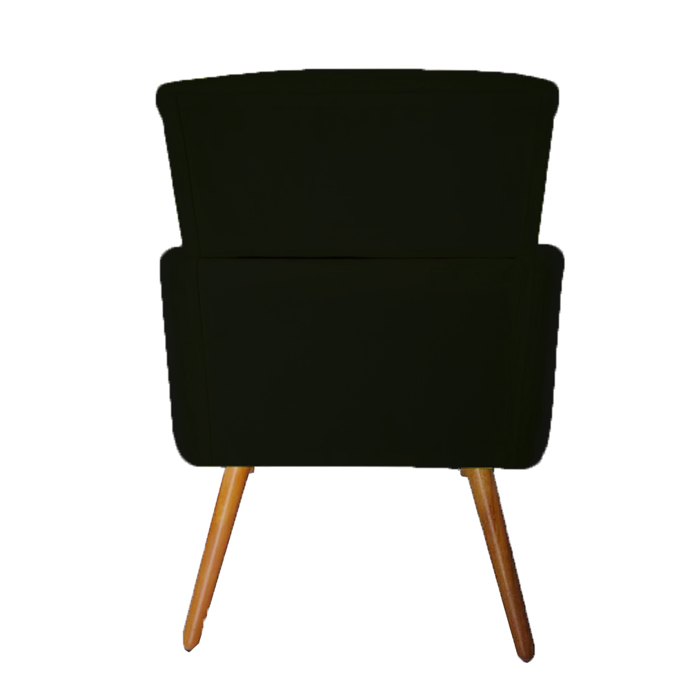 Kit 02 Poltronas Decorativa Pés Palito Nina Plus Suede Preto - DS Móveis
