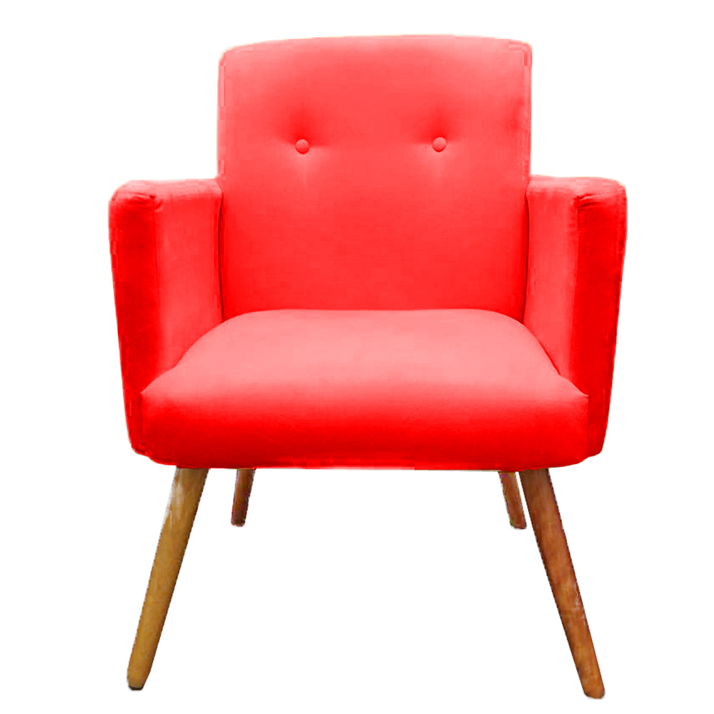 Kit 02 Poltronas Decorativa Pés Palito Nina Plus Suede Vermelho - DS Móveis