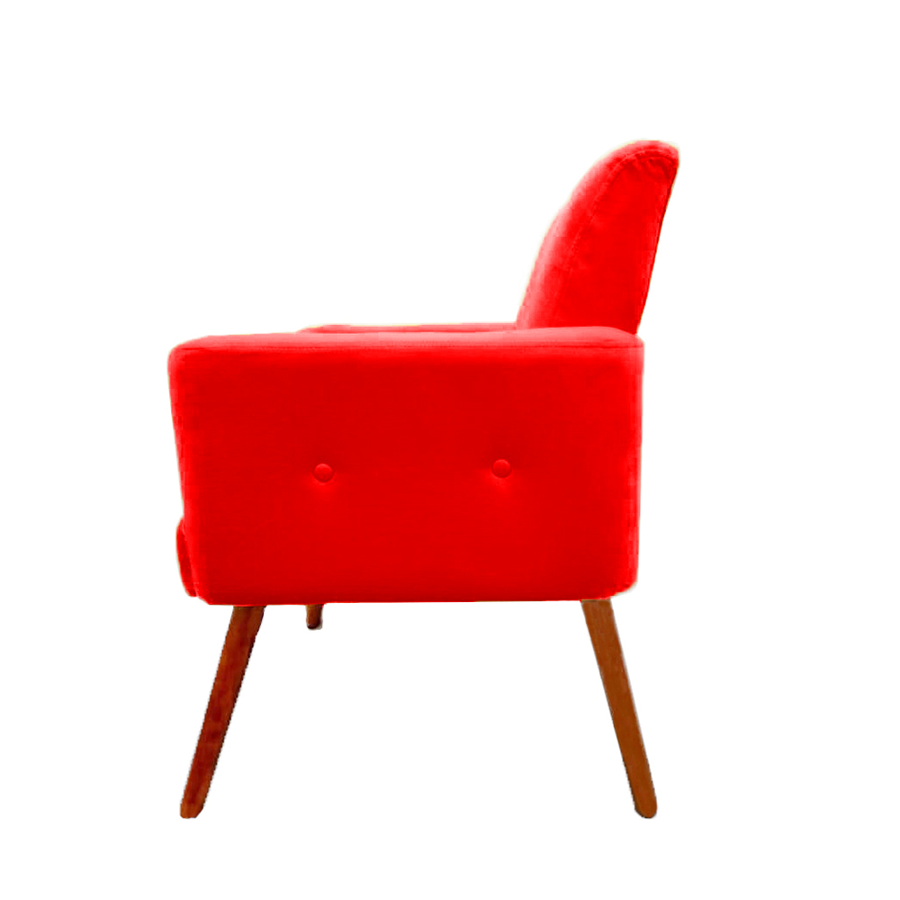 Kit 02 Poltronas Decorativa Pés Palito Nina Plus Suede Vermelho - DS Móveis