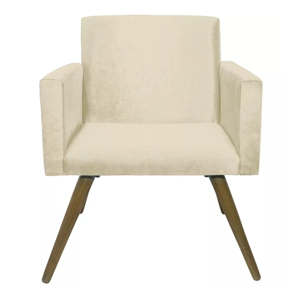 Kit 02 Poltronas Decorativa Pés Palito Nina Suede Bege - DS Móveis