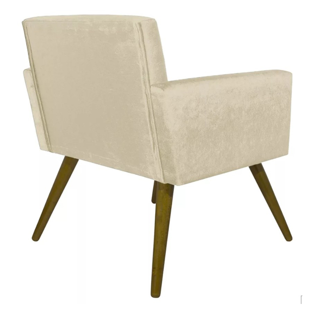 Kit 02 Poltronas Decorativa Pés Palito Nina Suede Bege - DS Móveis