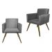 Kit 02 Poltronas Decorativa Pés Palito Nina Suede Cinza - DS Móveis