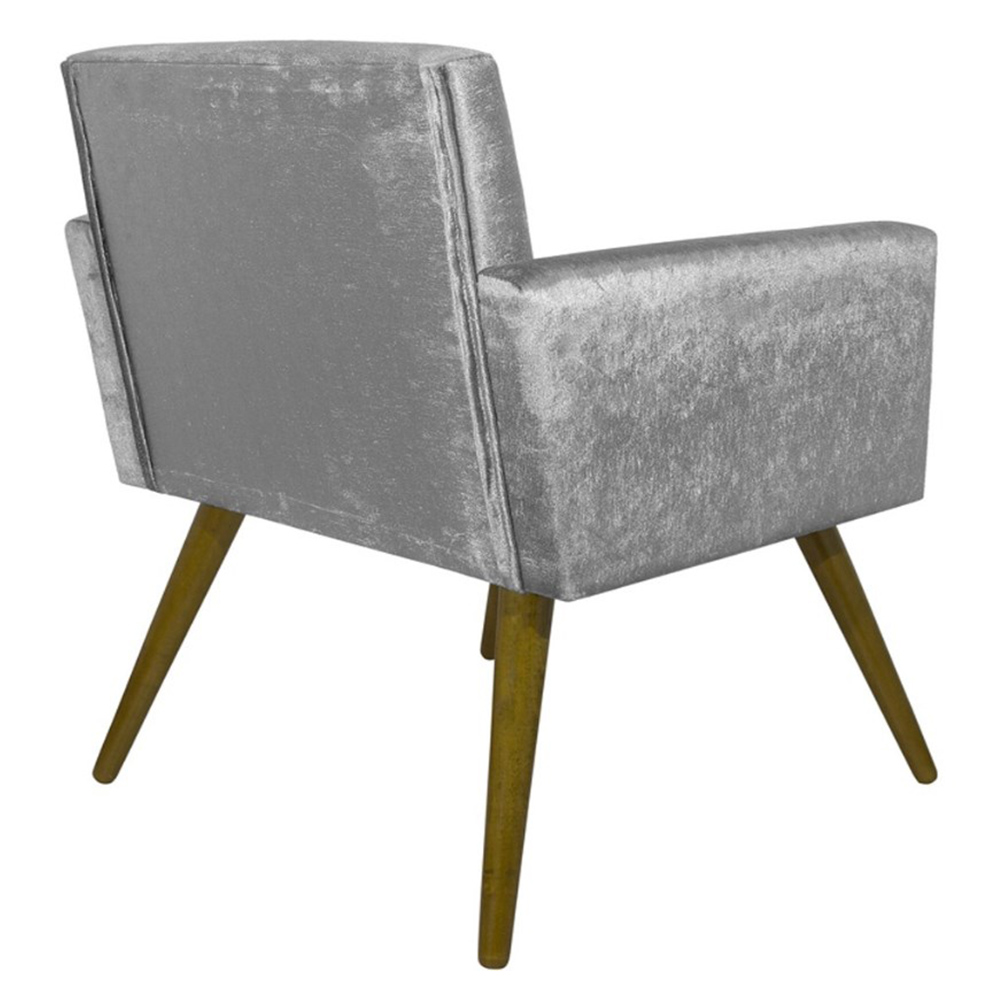 Kit 02 Poltronas Decorativa Pés Palito Nina Suede Cinza - DS Móveis