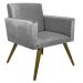 Kit 02 Poltronas Decorativa Pés Palito Nina Suede Cinza - DS Móveis