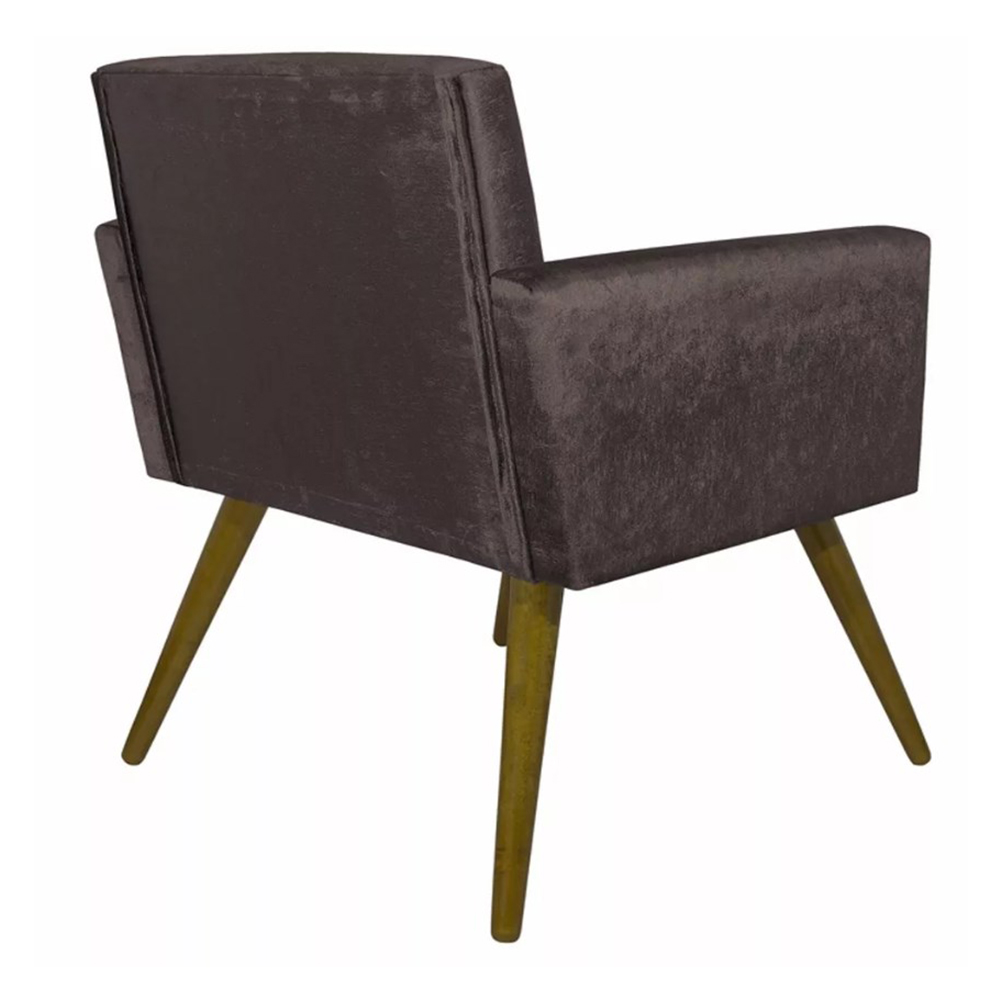 Kit 02 Poltronas Decorativa Pés Palito Nina Suede Marrom - DS Móveis