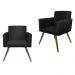 Kit 02 Poltronas Decorativa Pés Palito Nina Suede Preto - DS Móveis