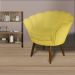 Kit 02 Poltronas Decorativa Pétala Pés Palito Suede Amarelo