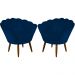 Kit 02 Poltronas Decorativa Pétala Pés Palito Suede Azul Marinho