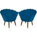 Kit 02 Poltronas Decorativa Pétala Pés Palito Suede Azul Royal