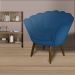 Kit 02 Poltronas Decorativa Pétala Pés Palito Suede Azul Royal