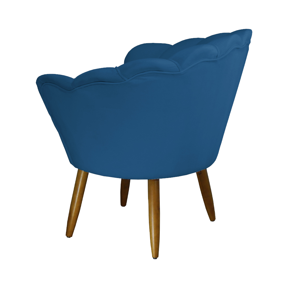 Kit 02 Poltronas Decorativa Pétala Pés Palito Suede Azul Royal
