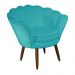 Kit 02 Poltronas Decorativa Pétala Pés Palito Suede Azul Turquesa