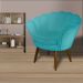 Kit 02 Poltronas Decorativa Pétala Pés Palito Suede Azul Turquesa