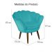 Kit 02 Poltronas Decorativa Pétala Pés Palito Suede Azul Turquesa