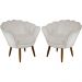 Kit 02 Poltronas Decorativa Pétala Pés Palito Suede Bege