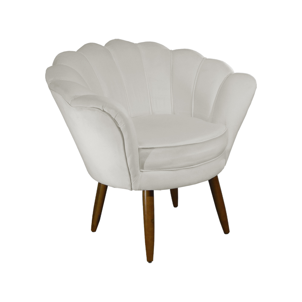 Kit 02 Poltronas Decorativa Pétala Pés Palito Suede Bege