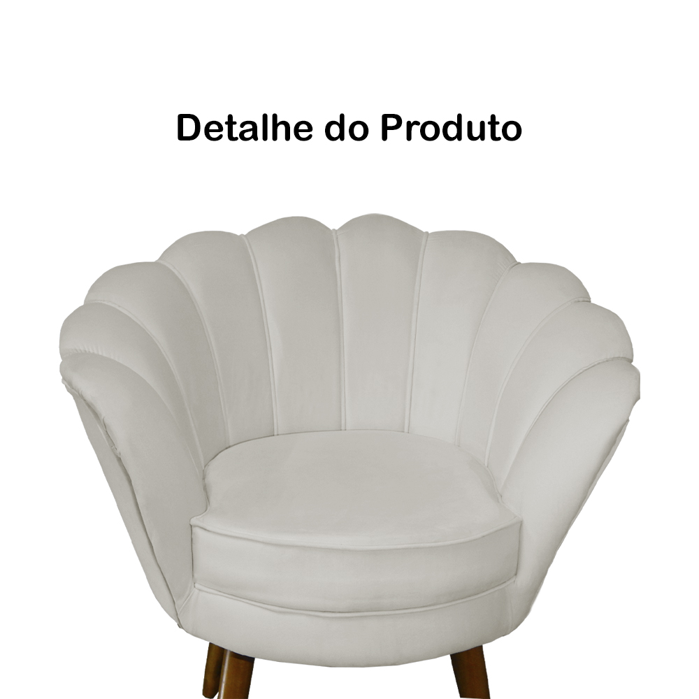 Kit 02 Poltronas Decorativa Pétala Pés Palito Suede Bege