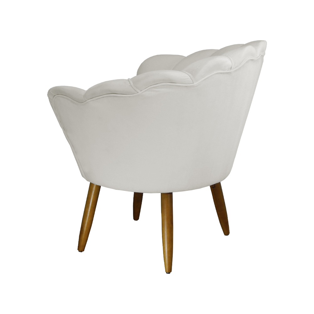 Kit 02 Poltronas Decorativa Pétala Pés Palito Suede Bege