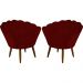 Kit 02 Poltronas Decorativa Pétala Pés Palito Suede Bordô