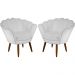 Kit 02 Poltronas Decorativa Pétala Pés Palito Suede Branco