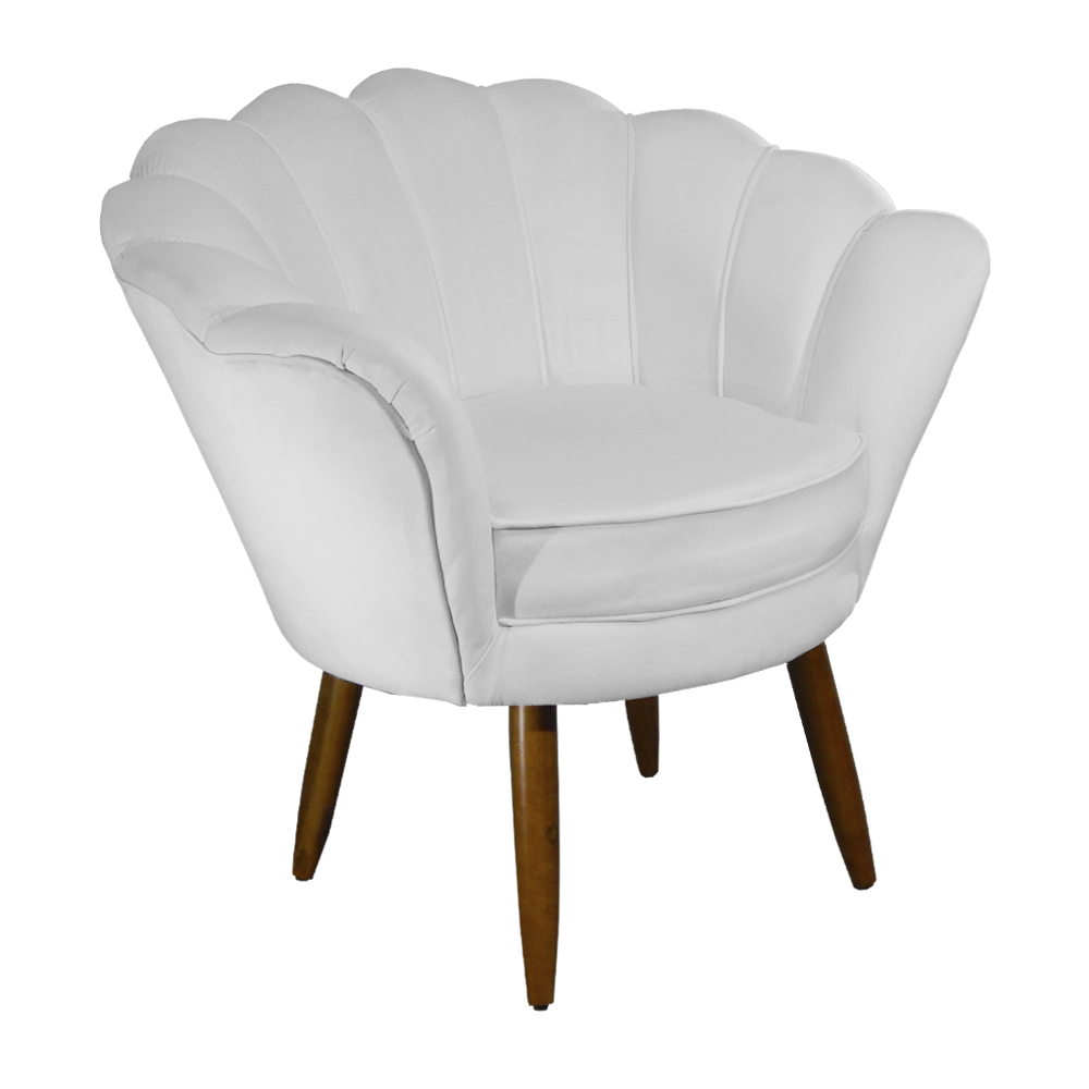 Kit 02 Poltronas Decorativa Pétala Pés Palito Suede Branco