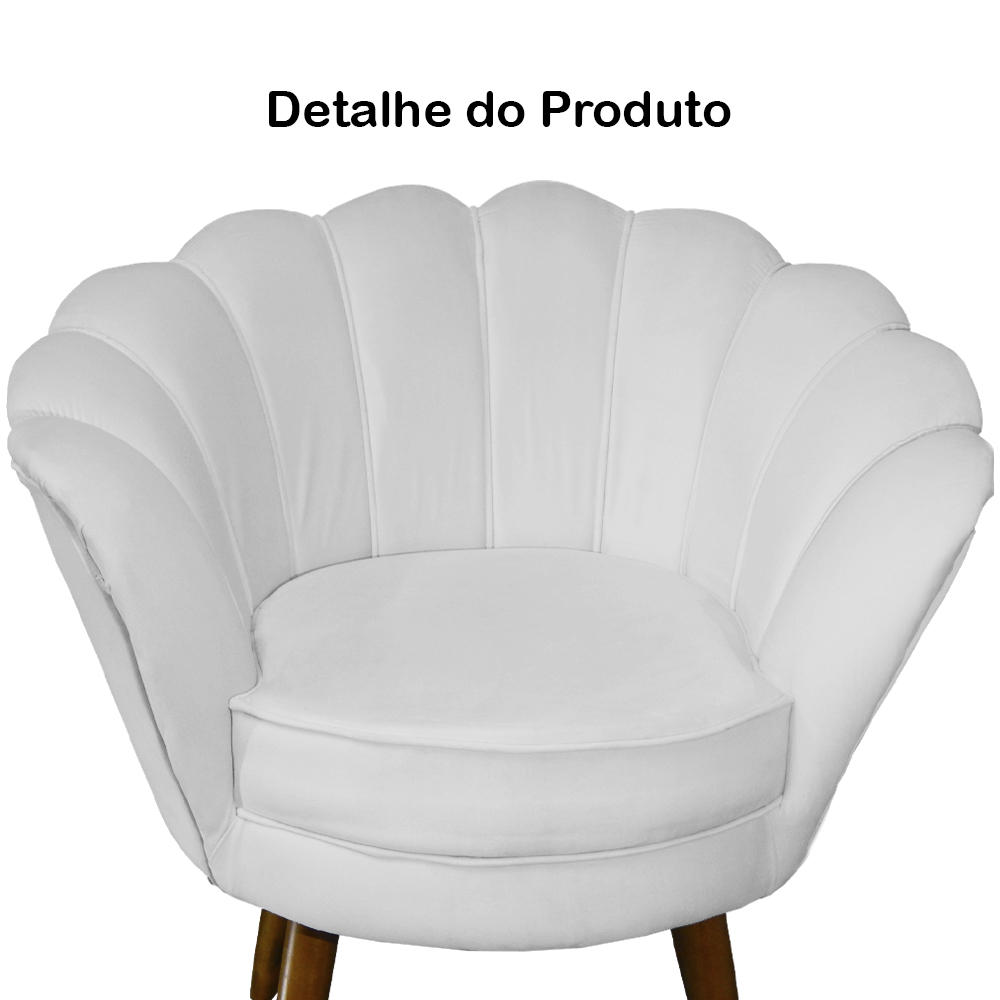 Kit 02 Poltronas Decorativa Pétala Pés Palito Suede Branco