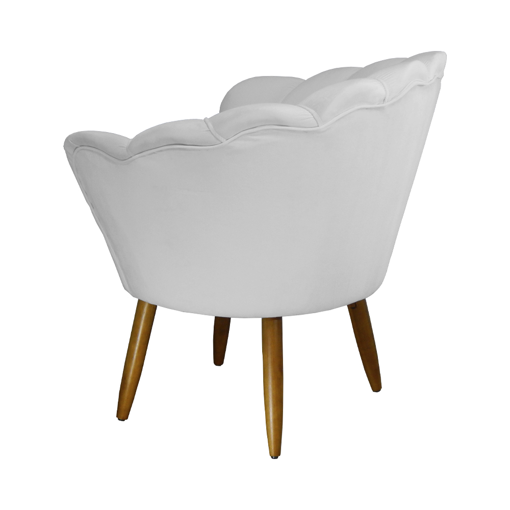 Kit 02 Poltronas Decorativa Pétala Pés Palito Suede Branco