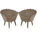 Kit 02 Poltronas Decorativa Pétala Pés Palito Suede Capuccino