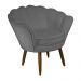 Kit 02 Poltronas Decorativa Pétala Pés Palito Suede Cinza